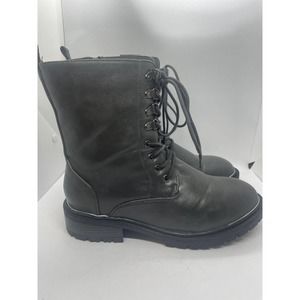 TORRID Mid-Calf Lace Up Boots Grey Side Zip Womens Size US 10
